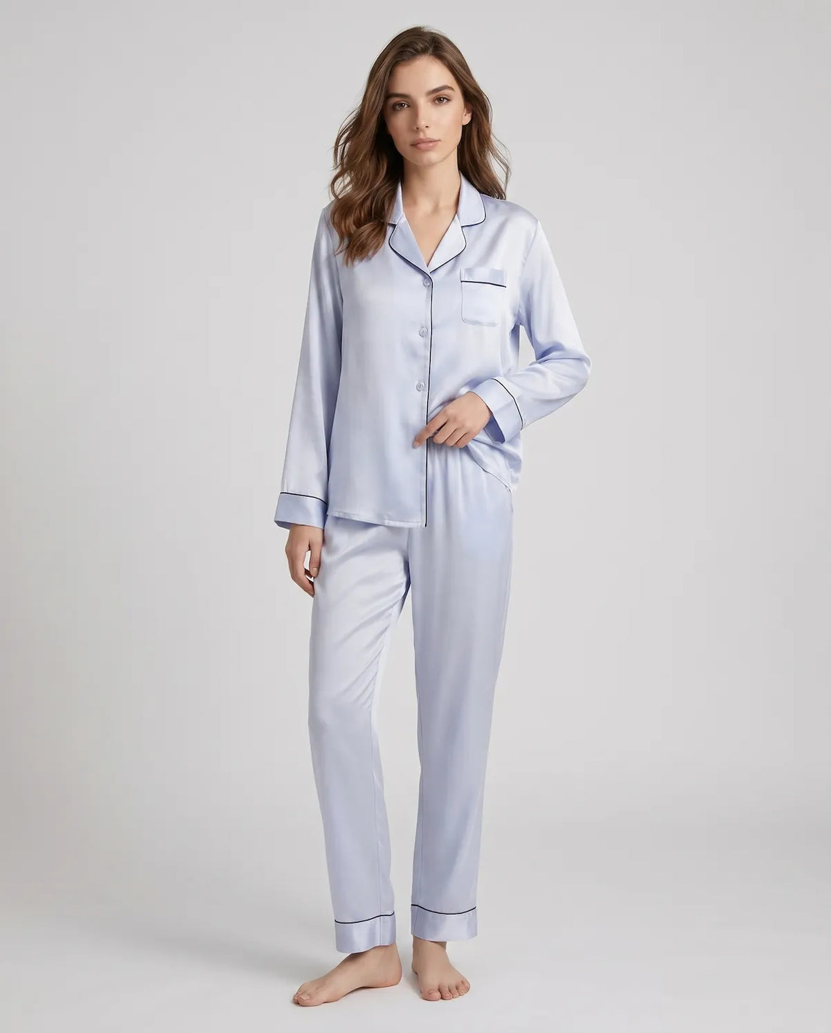 100% Silk Pajama Set for Women – Soft, Breathable, Luxury Sleepwear with Long Sleeves &amp; Pants