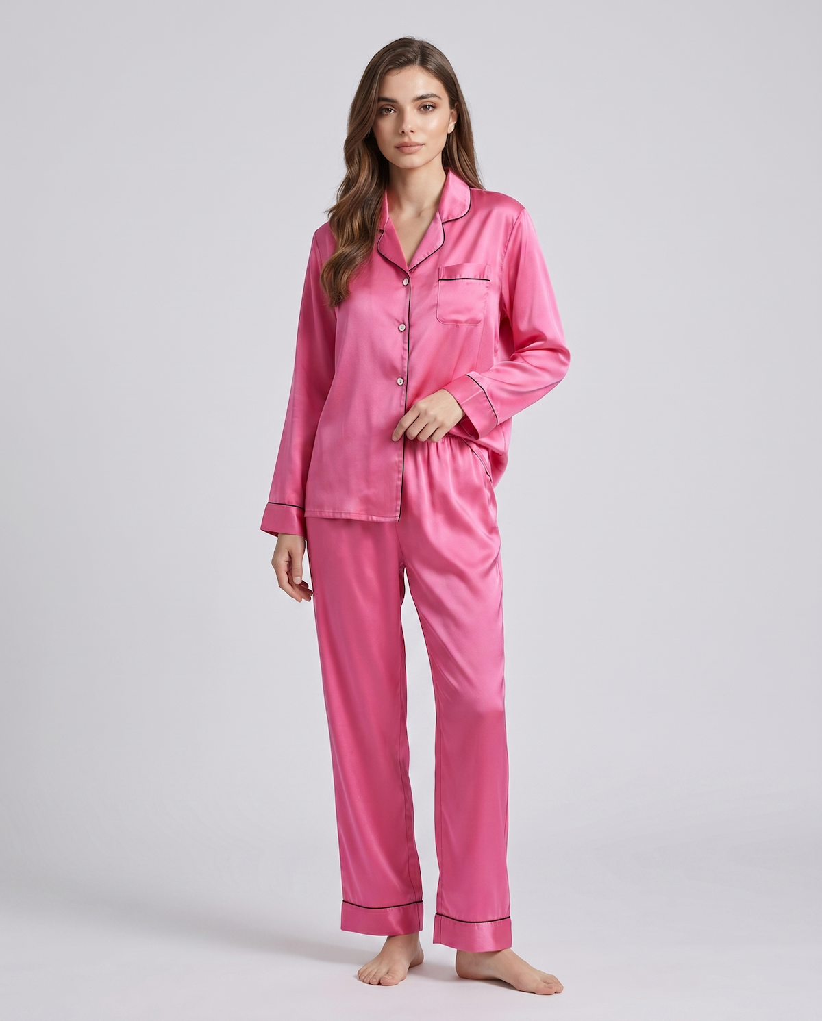 100% Silk Pajama Set for Women – Soft, Breathable, Luxury Sleepwear with Long Sleeves &amp; Pants
