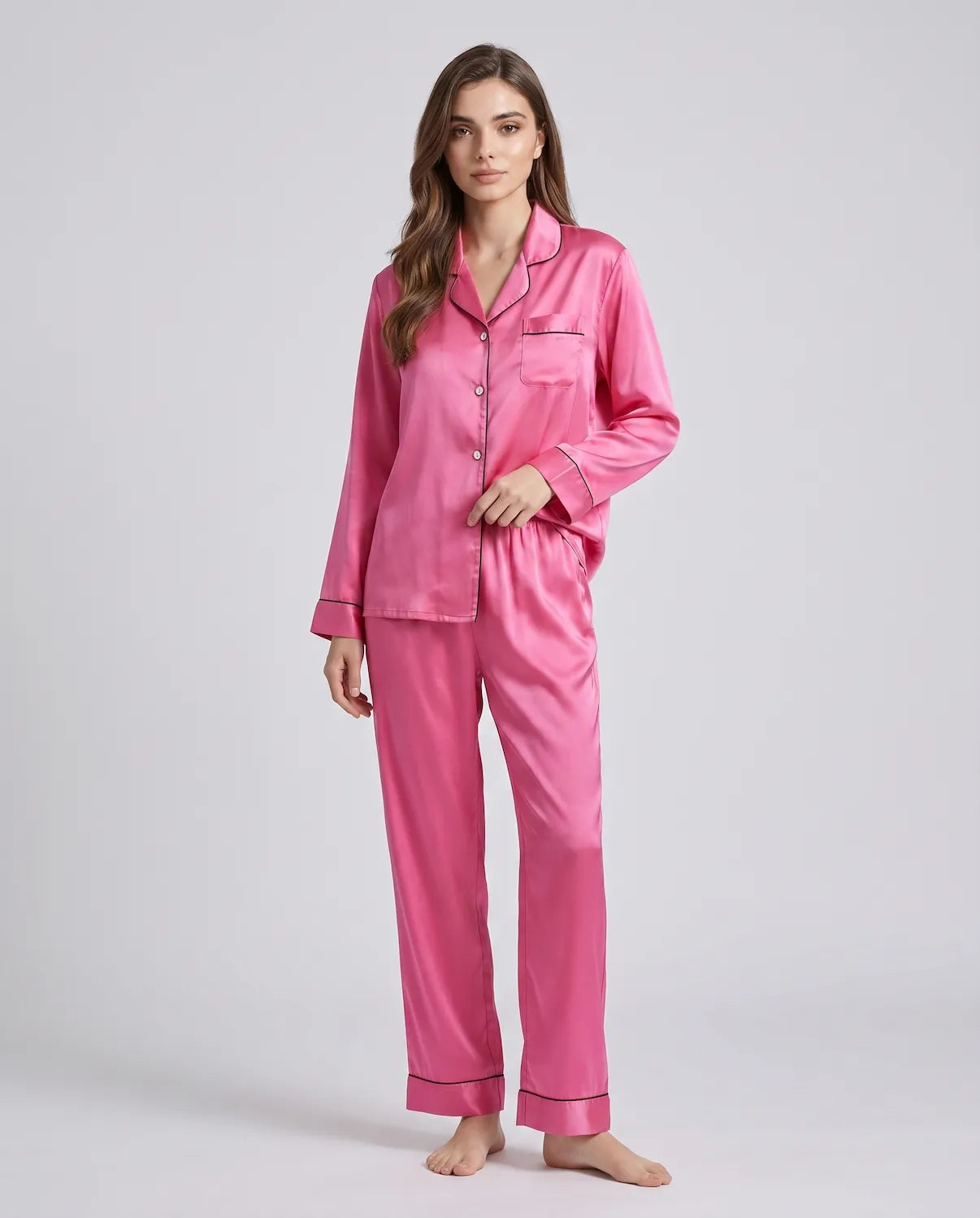 100% Silk Pajama Set for Women – Soft, Breathable, Luxury Sleepwear with Long Sleeves &amp; Pants
