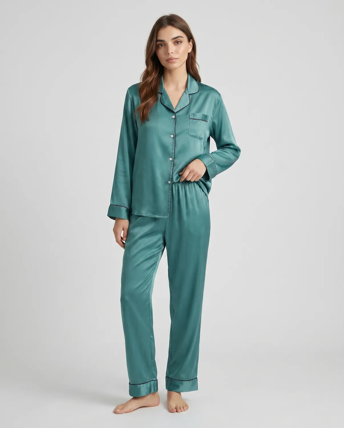 100% Silk Pajama Set for Women – Soft, Breathable, Luxury Sleepwear with Long Sleeves &amp; Pants