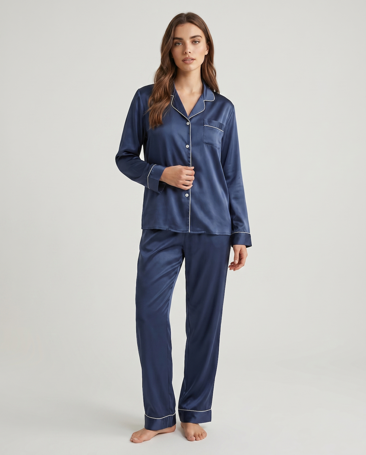 100% Silk Pajama Set for Women – Soft, Breathable, Luxury Sleepwear with Long Sleeves &amp; Pants