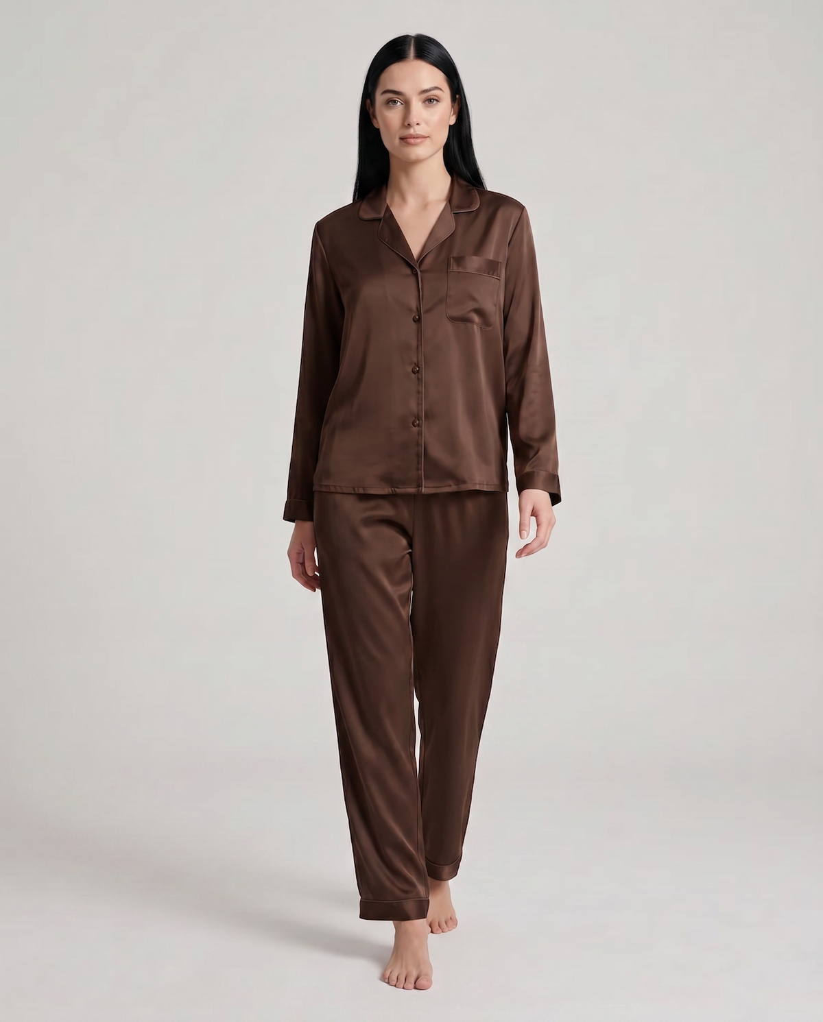100% Silk Pajama Set for Women – Soft, Breathable, Luxury Sleepwear with Long Sleeves &amp; Pants
