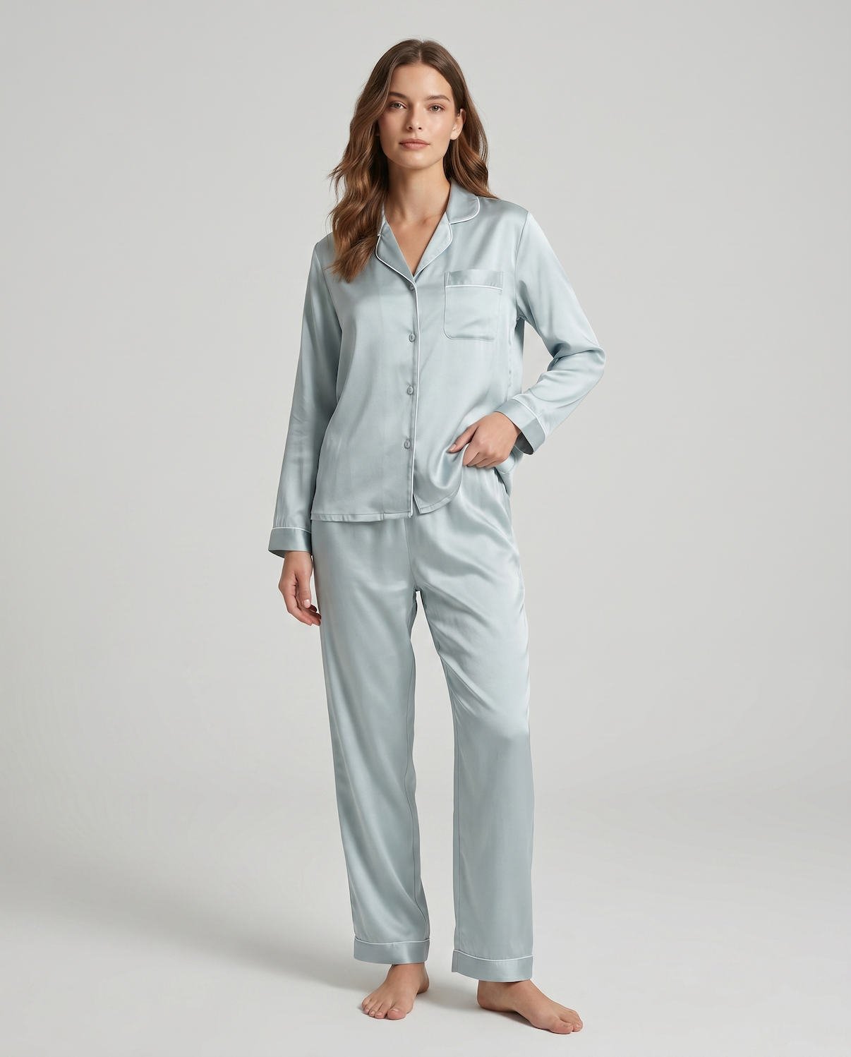 100% Silk Pajama Set for Women – Soft, Breathable, Luxury Sleepwear with Long Sleeves & Pants