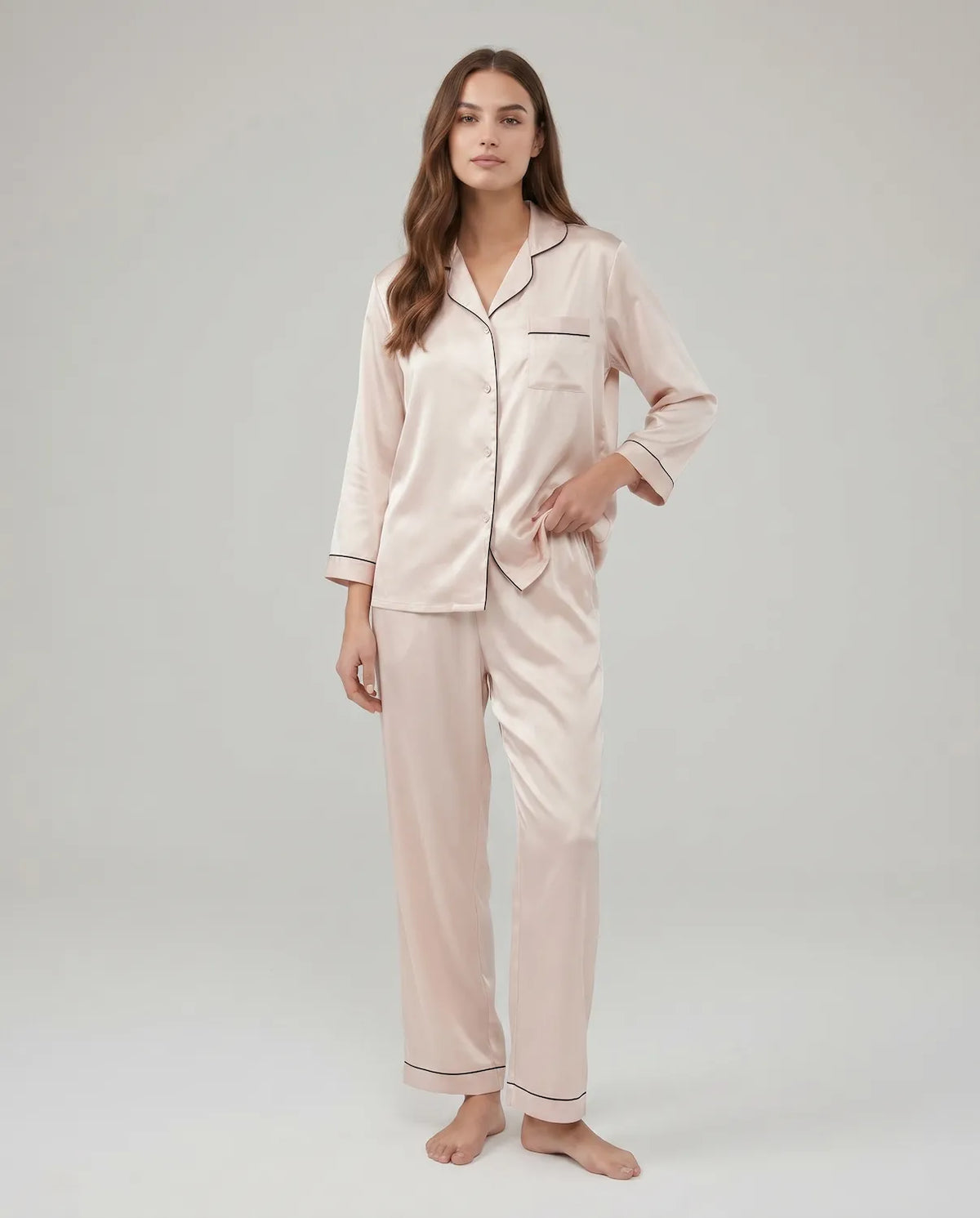 100% Silk Pajama Set for Women – Soft, Breathable, Luxury Sleepwear with Long Sleeves & Pants
