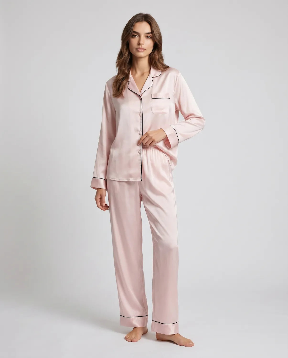 100% Silk Pajama Set for Women – Soft, Breathable, Luxury Sleepwear with Long Sleeves &amp; Pants
