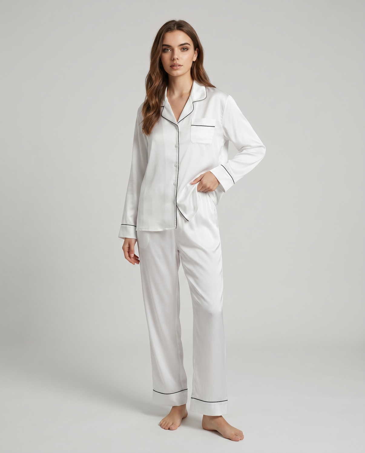 100% Silk Pajama Set for Women – Soft, Breathable, Luxury Sleepwear with Long Sleeves & Pants