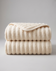 Plush Sherpa Fleece Throw Blanket – Ribbed Textured Sofa and Bed Blanket for Home