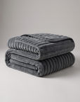 Plush Sherpa Fleece Throw Blanket – Ribbed Textured Sofa and Bed Blanket for Home