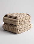 Plush Sherpa Fleece Throw Blanket – Ribbed Textured Sofa and Bed Blanket for Home