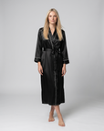 Silk Robe – Long Sleeve V-Neck Belted Silk Robe for Women