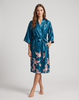 Silk Satin Floral Robe for Women – Short Kimono Wedding Bride and Bridesmaid Dressing Gown