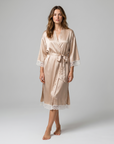 Silk Satin Lace Robes – Bridesmaid and Bride Wedding Long Robe, Elegant Bathrobe and Lingerie Robe for Women