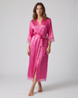 Silk Satin Lace Robes – Bridesmaid and Bride Wedding Long Robe, Elegant Bathrobe and Lingerie Robe for Women