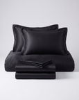 Solid Silk-Like Bedding Set with Duvet Cover, Bedsheet & Pillowcases