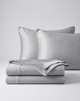 Solid Silk-Like Bedding Set with Duvet Cover, Bedsheet & Pillowcases