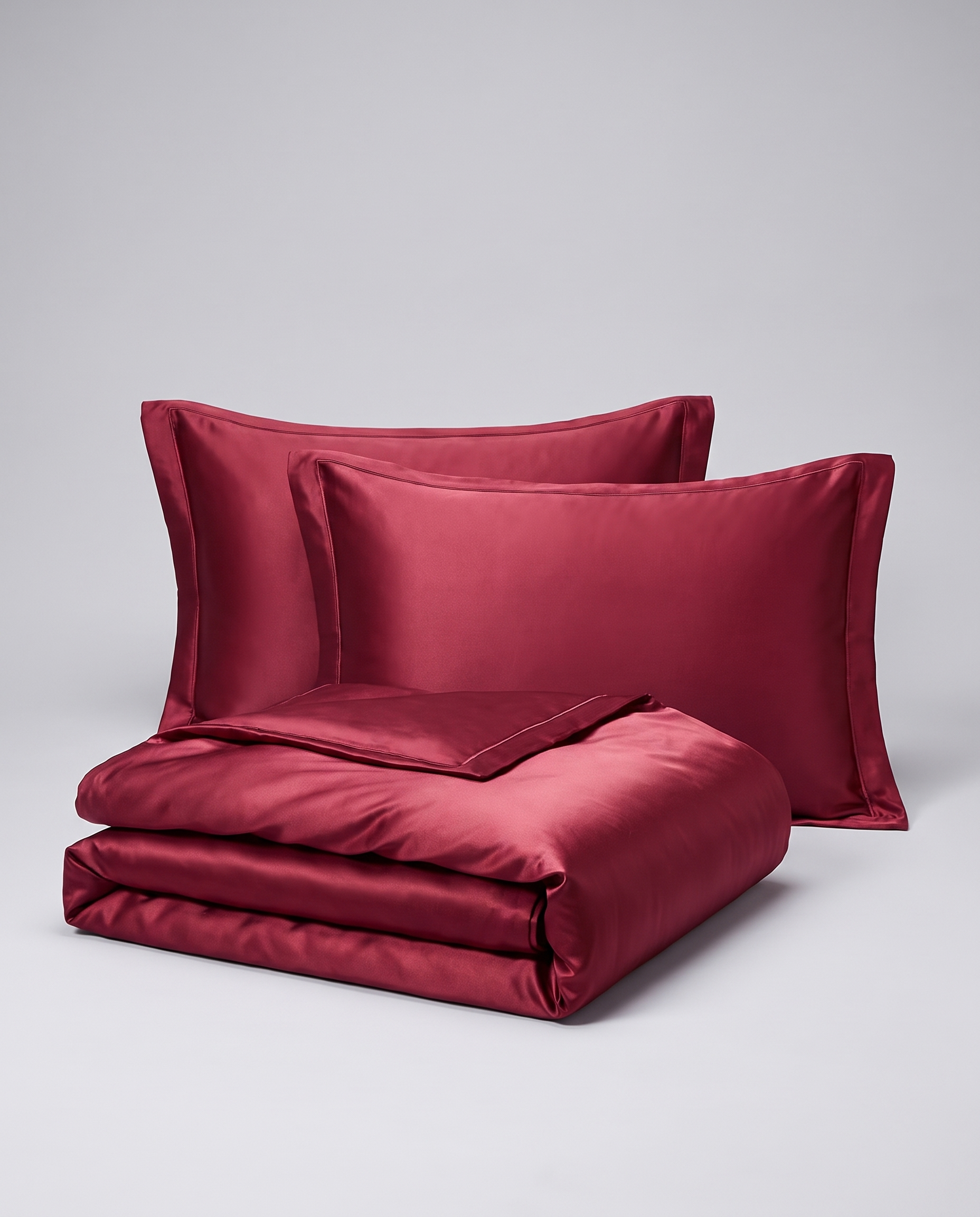 Solid Silk-Like Bedding Set with Duvet Cover, Bedsheet &amp; Pillowcases