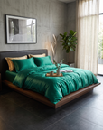 Solid Silk-Like Bedding Set with Duvet Cover, Bedsheet & Pillowcases