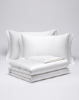 Solid Silk-Like Bedding Set with Duvet Cover, Bedsheet & Pillowcases