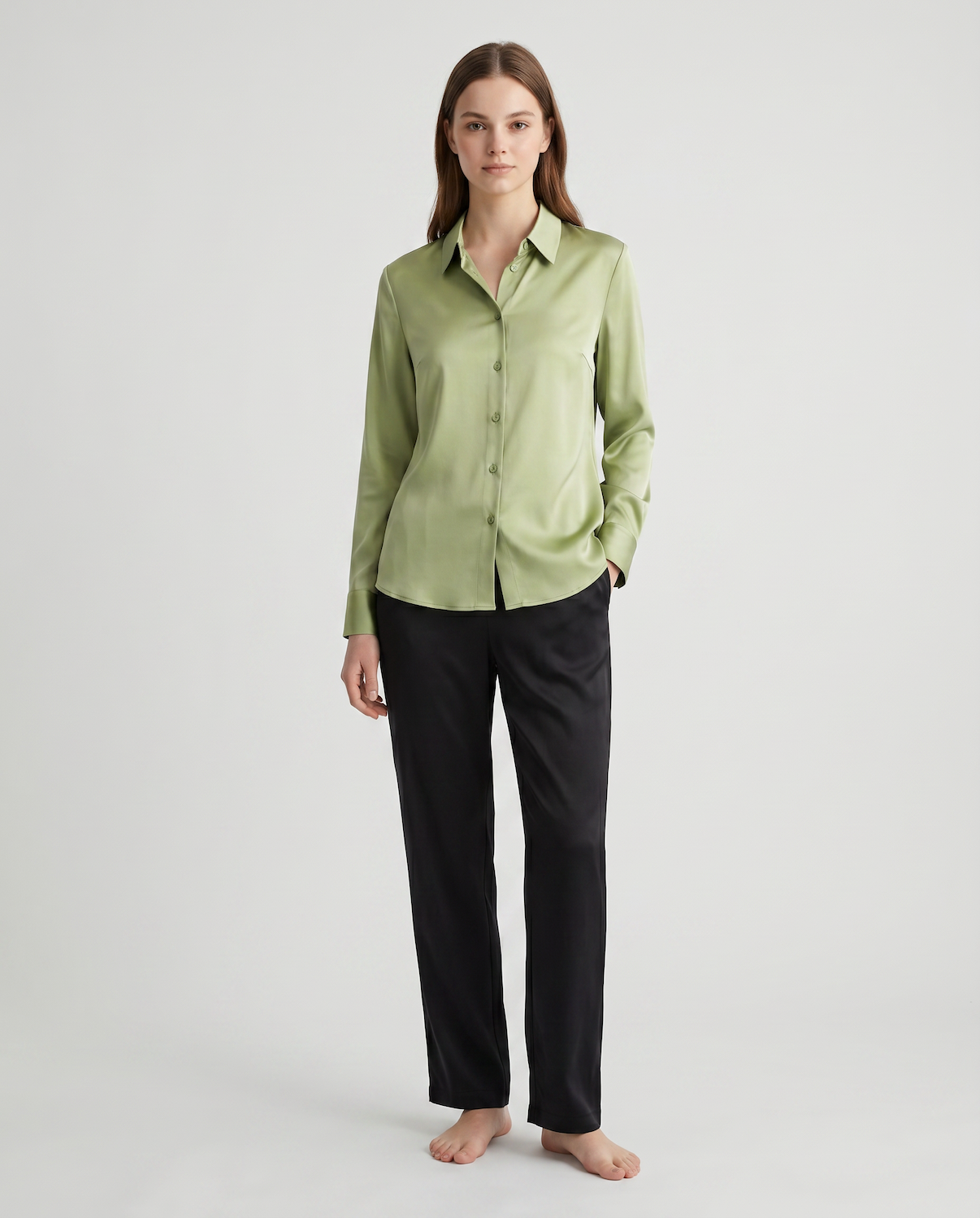Women’s 100% Mulberry Silk Long-Sleeve Shirt – Professional Suit Top