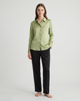 Women’s 100% Mulberry Silk Long-Sleeve Shirt – Professional Suit Top