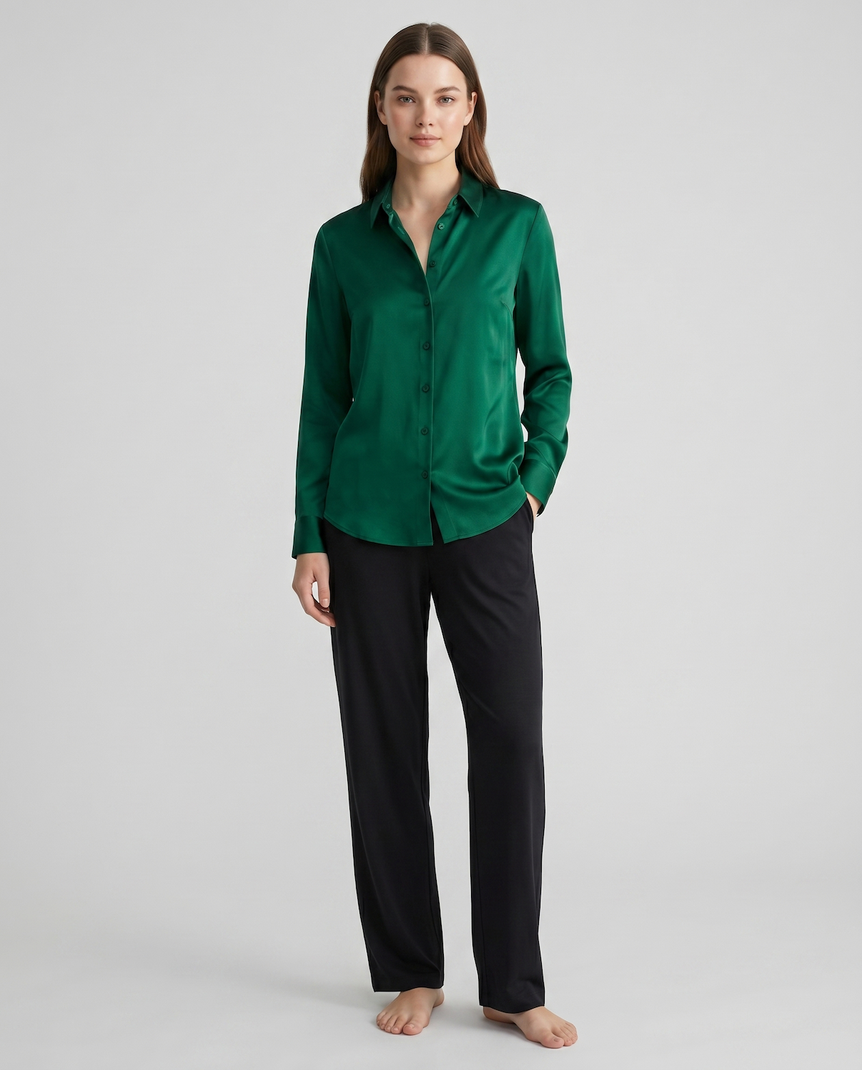 Women’s 100% Mulberry Silk Long-Sleeve Shirt – Professional Suit Top