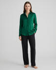 Women’s 100% Mulberry Silk Long-Sleeve Shirt – Professional Suit Top