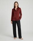 Women’s 100% Mulberry Silk Long-Sleeve Shirt – Professional Suit Top