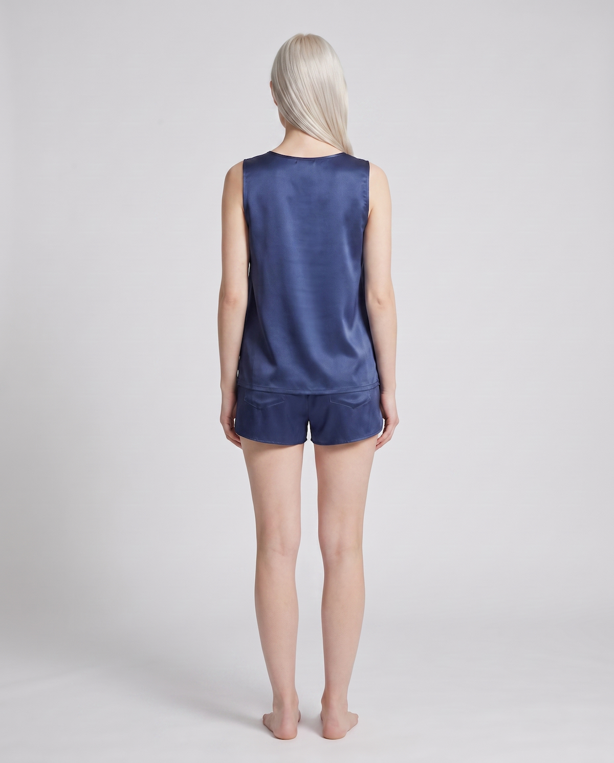 Women’s 100% Mulberry Silk Vest and Shorts Set – Sleeveless Two-Piece Sleepwear with Relaxed Fit
