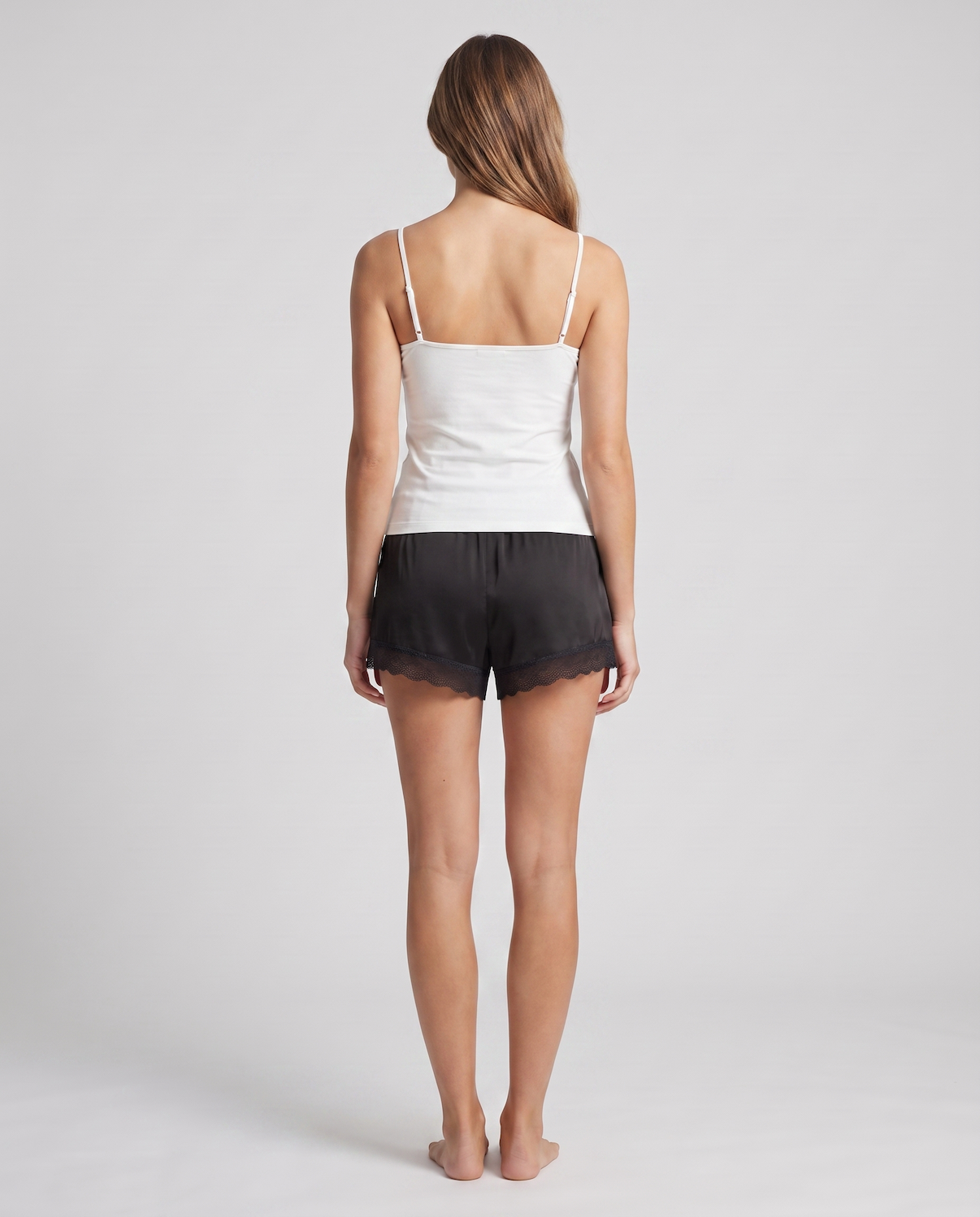 Women's Satin Lace Shorts – Relaxed Fit with Elastic Waist