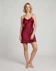 Women’s Satin Slip Nightdress – V-Neck Spaghetti Strap Mini Sleepwear