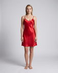 Women’s Satin Slip Nightdress – V-Neck Spaghetti Strap Sleep Dress