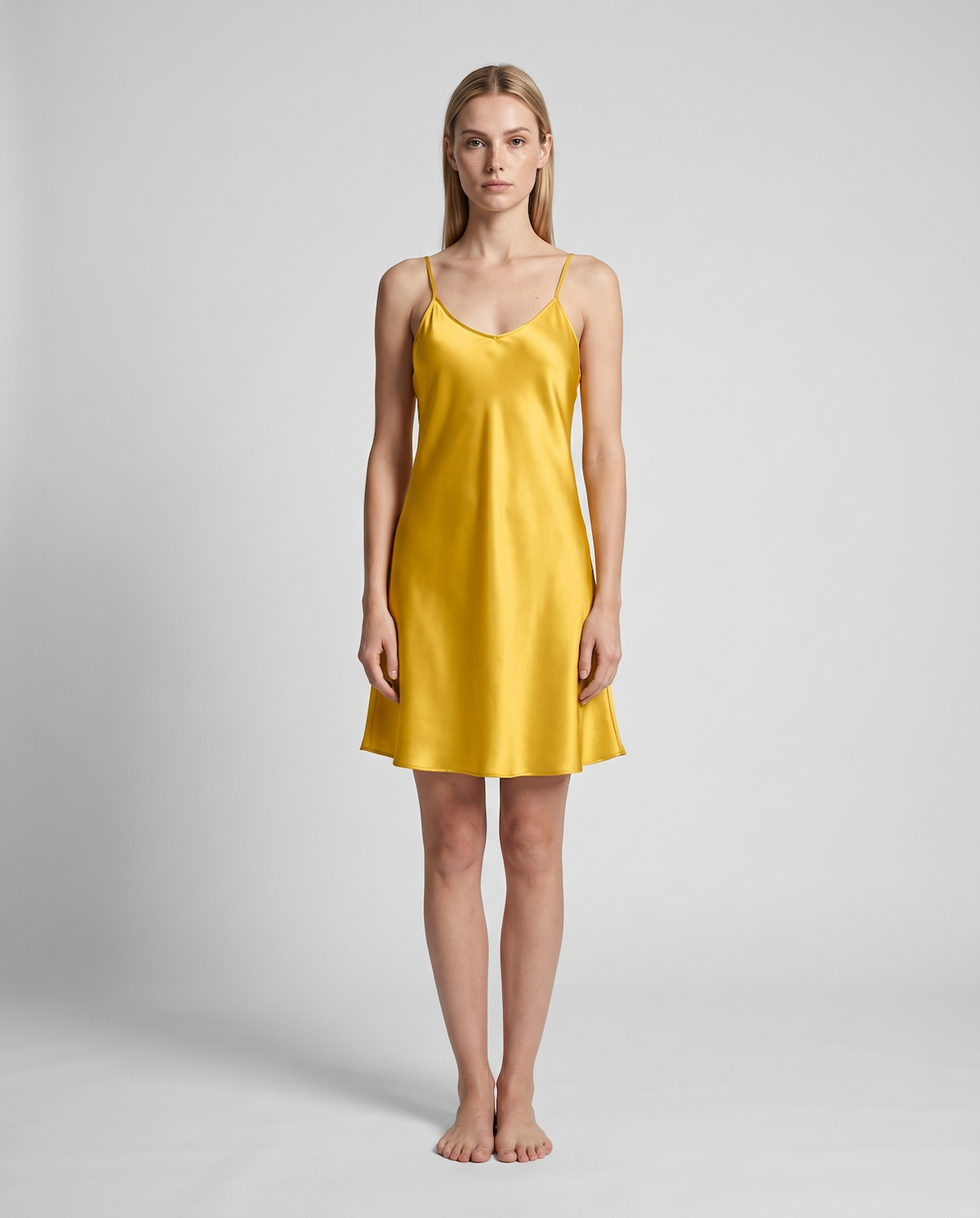 Women’s Satin Slip Nightdress – V-Neck Spaghetti Strap Sleep Dress