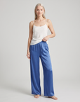 Women's Satin Wide-Leg Pants – Elastic High Waist with Draped Silhouette