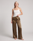 Women's Satin Wide-Leg Pants – Elastic High Waist with Draped Silhouette