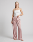Women's Satin Wide-Leg Pants – Elastic High Waist with Draped Silhouette
