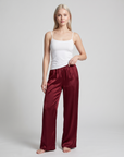 Women's Satin Wide-Leg Pants – Elastic High Waist with Draped Silhouette