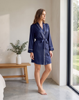 Women's Solid-Tone Minimalist Robe – Relaxed Fit Plush Loungewear