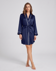 Women's Solid-Tone Minimalist Robe – Relaxed Fit Plush Loungewear