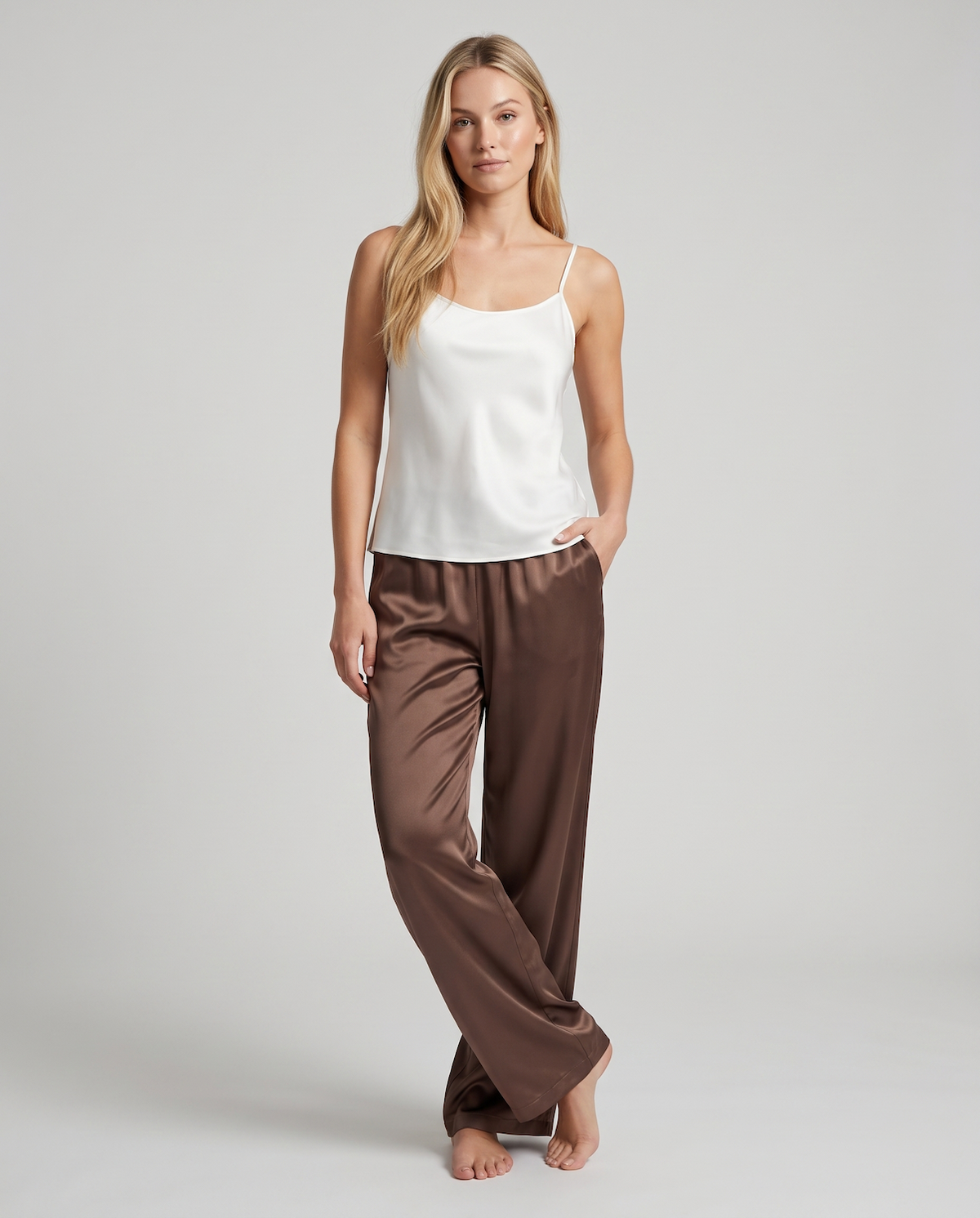 Women’s Straight-Leg Wide-Leg Pants – Elastic Waist with Drawstring, Lightweight Casual Summer Trousers