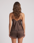 Women’s satin Camisole Pajama Set – Lace Trim Cami and Shorts Sleepwear