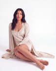 Luxury 100% Silk Nightgown and Robe Set – Soft, Elegant 2-Piece Sleepwear for Women