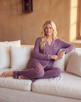 Women’s Bamboo Pajama Set – Long Sleeve Button Down Top with Full Length Pants