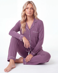 Women’s Bamboo Pajama Set – Long Sleeve Button Down Top with Full Length Pants