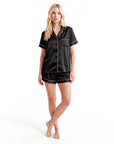 Women's Ice Silk Pajama Set – Loose Short Sleeve Satin Lounge Set