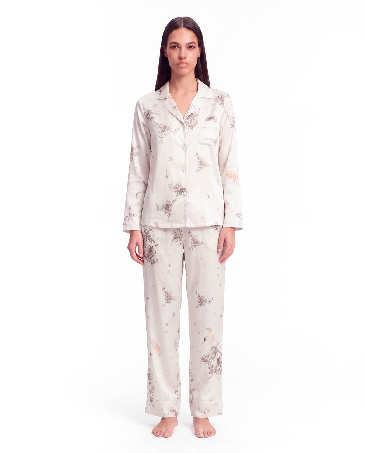 Silk Pajama Set for Women – Long Sleeve &amp; Pants | Soft, Breathable Loungewear