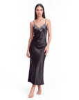 Arabella Silk Maxi Nightgown – Elegant Lace Trim Sleepwear for Women