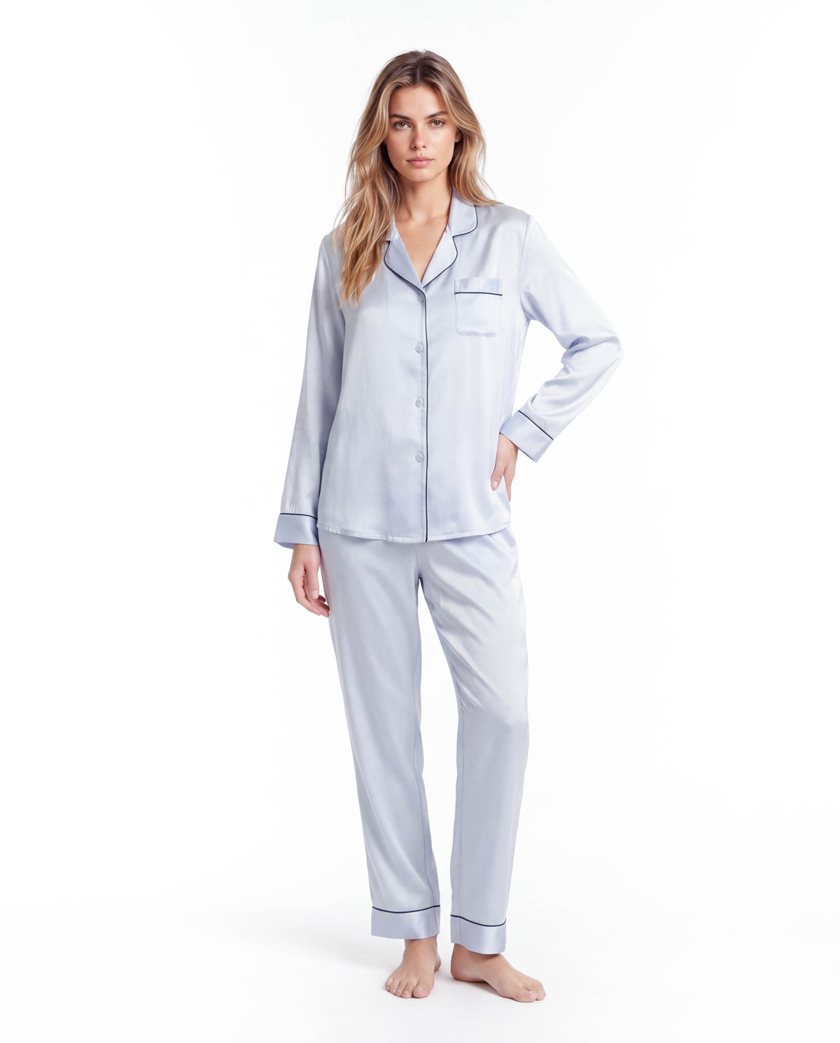 Silk Pajama Set for Women – Soft, Breathable, Luxury Sleepwear with Long Sleeves &amp; Pants