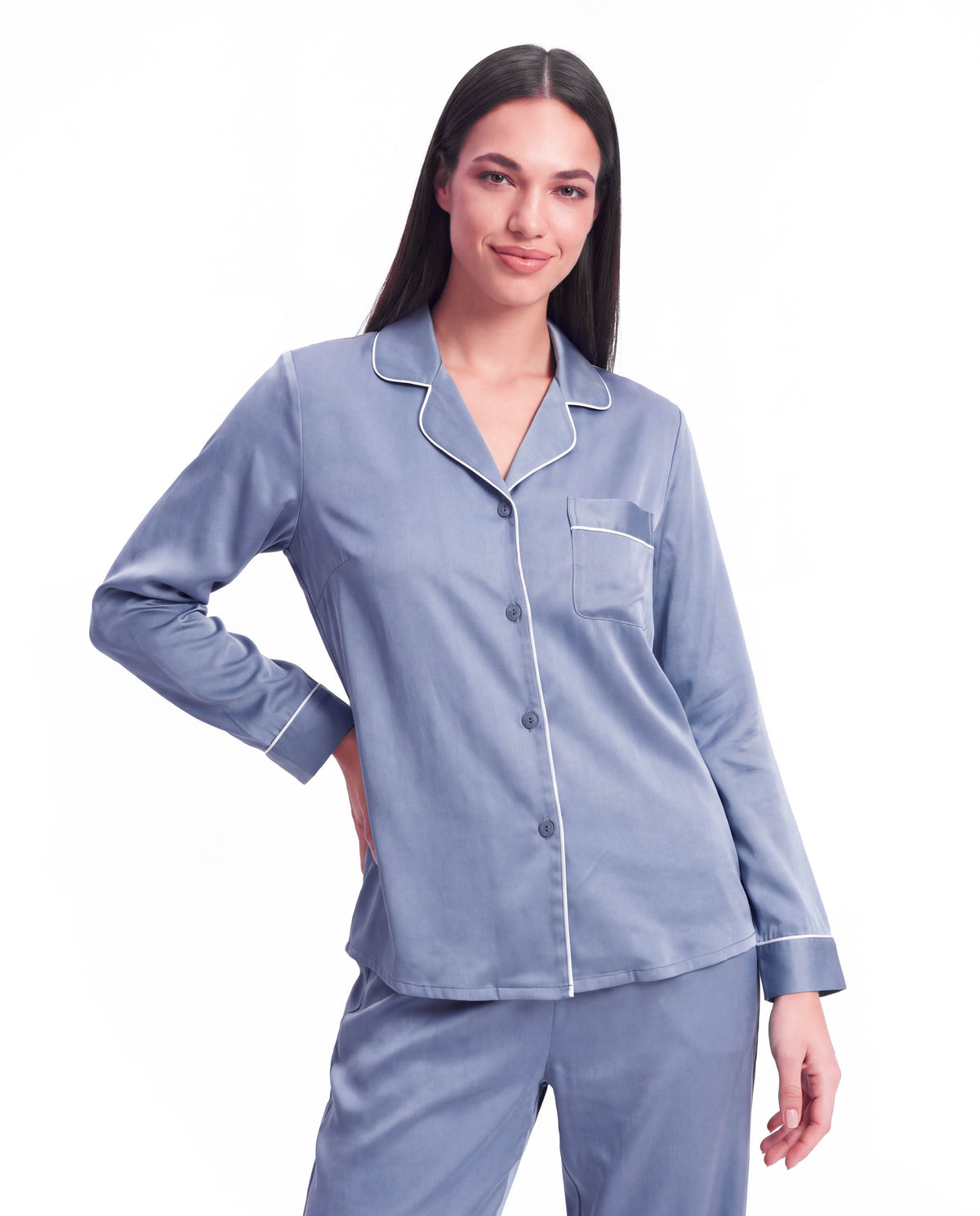 Silk Pajama Set for Women – Long Sleeve &amp; Pants | Soft, Breathable Loungewear