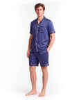 Men’s Silk Short Sleeve Set – Suit Collar Loungewear Set