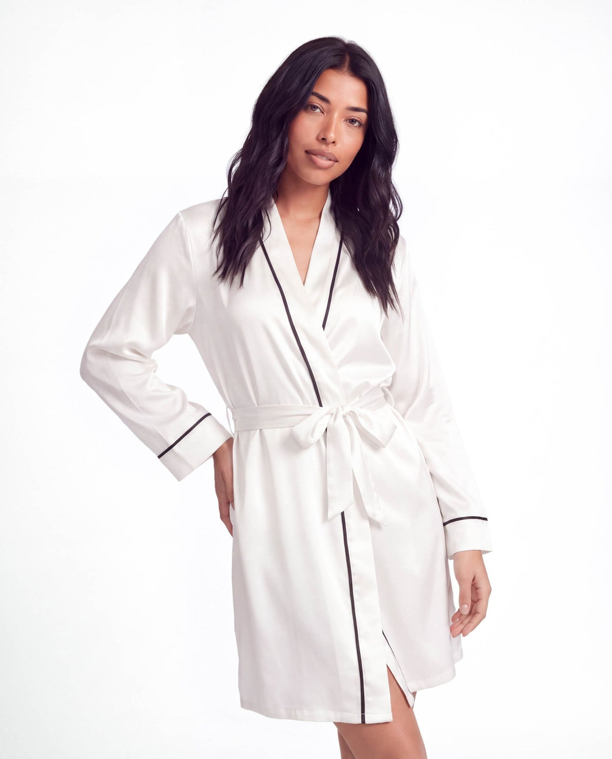 Women's Solid-Tone Minimalist Robe – Relaxed Fit Plush Loungewear